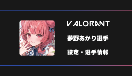 【VALORANT】夢野あかり(あかりん)さんの感度・設定・デバイス